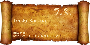 Tordy Karina névjegykártya